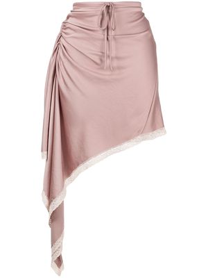Alexander Wang gathered lace-trim skirt - Pink