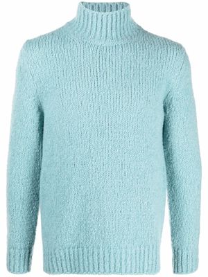 Brioni mock-neck knitted cashmere jumper - Blue