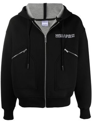 Marcelo Burlon County of Milan logo hooded bomber jacket - Black