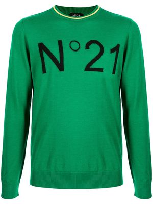 Nº21 logo-embroidered jumper - Green