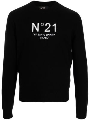 Nº21 logo intarsia-knit wool jumper - Black