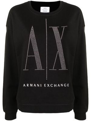 Armani Exchange studded-logo sweatshirt - Black