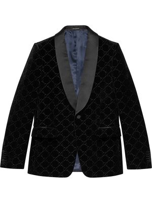 Gucci velvet-effect GG embroidery blazer - Black