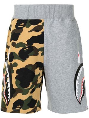A BATHING APE® shark camouflage-print cotton track shorts - Brown