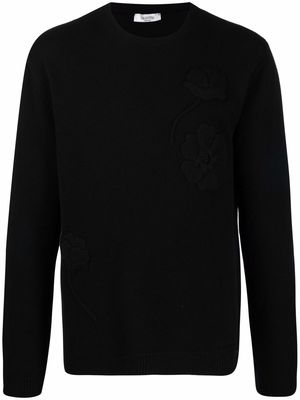Valentino textured floral cashmere jumper - Black