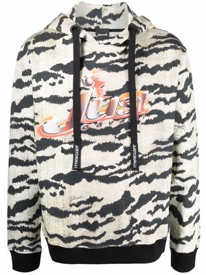 Just Cavalli tiger-print logo hoodie - Neutrals