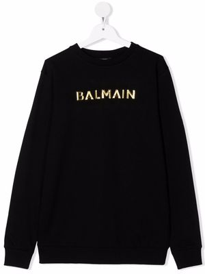 Balmain Kids TEEN metallic-logo sweatshirt - Black