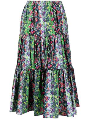 Kenzo floral-print tiered midi skirt - Multicolour