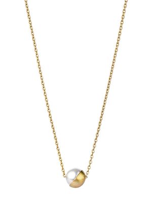 Shihara Half Pearl Necklace 45° - Metallic