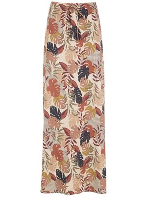 Amir Slama palm leaf print maxi skirt - Neutrals