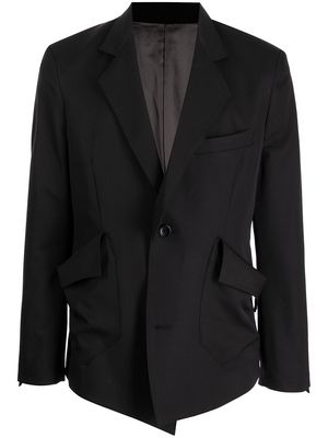 sulvam asymmetric gabardine blazer - Black
