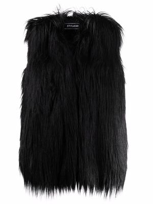 Styland faux-fur gilet jacket - Black