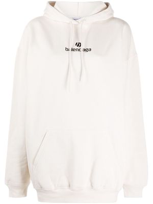 Balenciaga logo print cotton hoodie - Neutrals