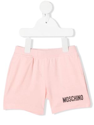 Moschino Kids logo-print track shorts - Pink