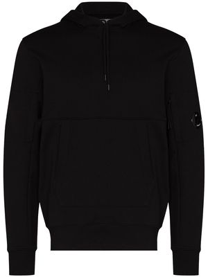 C.P. Company logo-patch cotton hoodie - Black