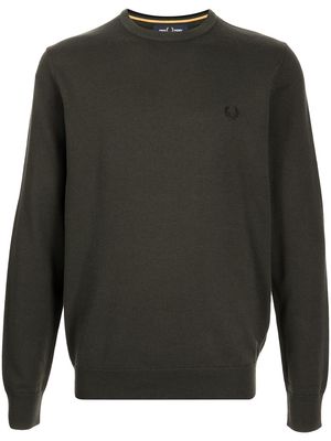 FRED PERRY logo-embroidered crew neck jumper - Black