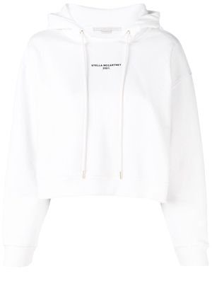 Stella McCartney logo print cropped hoodie - White