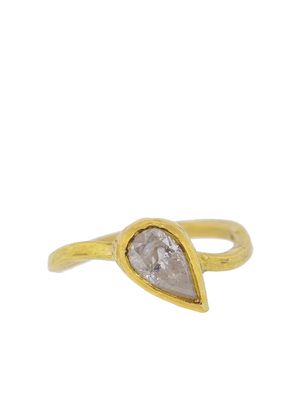 BOAZ KASHI 21kt and 24kt yellow gold pear-cut diamond solitaire ring - YLWGOLD