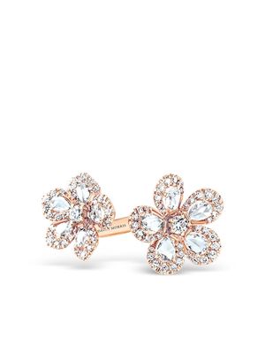 David Morris 18kt rose gold diamond Miss Daisy Double Flower ring - Pink