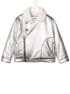 Andorine metallic biker jacket - Silver