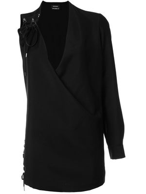 Anthony Vaccarello one sleeve lace-up dress - Black