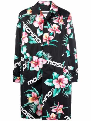 Moschino floral-print oversized coat - Black