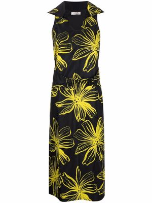 Nina Ricci floral-print sleeveless midi dress - Black