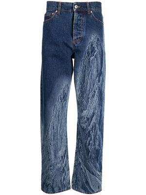 MSGM mountain-print straight-leg jeans - Blue