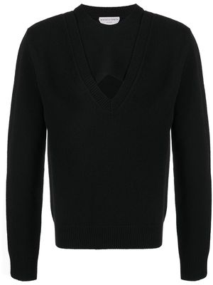 Bottega Veneta deconstructed V-neck jumper - Black