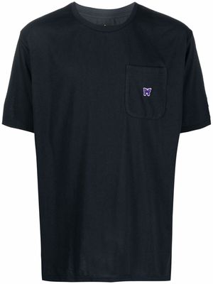 Needles embroidered-logo pocket T-shirt - Blue