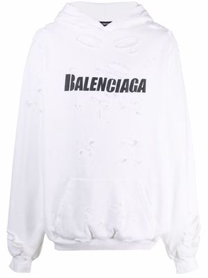 Balenciaga destroyed logo hoodie - White