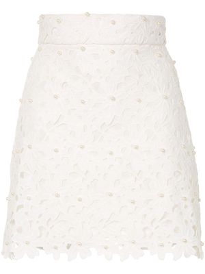 Bambah lace crochet mini skirt - White