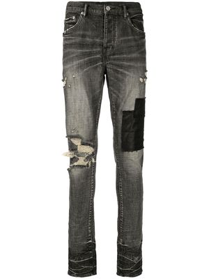 Purple Brand distressed patched skinny jeans - Black
