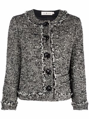 Tory Burch tweed cropped button-up jacket - Black