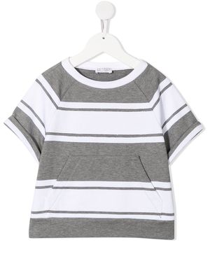 Brunello Cucinelli Kids stripe print T-shirt - Grey