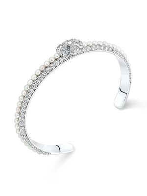 David Morris 18kt white gold diamond Pearl Rose bangle - Silver