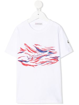 Moncler Enfant abstract-print cotton T-Shirt - White