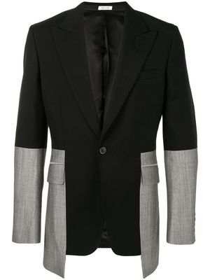 Alexander McQueen two-tone single-breasted suit jacket - Black