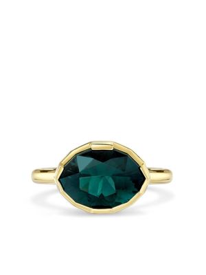 Andy Lif 18kt yellow gold precision cut modified marquise sea foam tourmaline and diamond ring