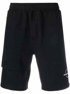 Helmut Lang asymmetric-layered woven shorts - Black