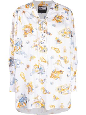 Versace Jeans Couture Barocco-print lace-up shirt - White