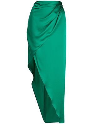 Michelle Mason wrap-effect silk charmeuse skirt - Green