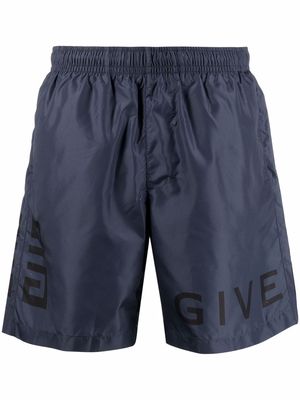 Givenchy logo-print swim shorts - Blue