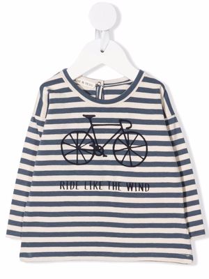 Babe And Tess slogan-print striped T-shirt - Neutrals