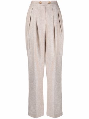 12 STOREEZ pleated linen trousers - Brown