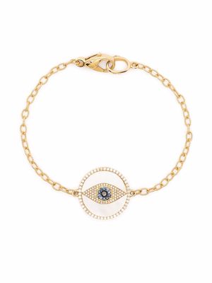 Loree Rodkin 18kt yellow gold, pearl, diamond and sapphire eye charm bracelet