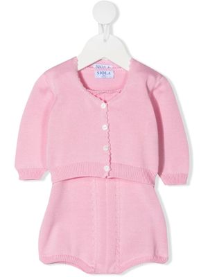 Siola cable-knit romper-set - Pink