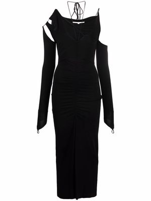 MANURI cut-out strap-detail fitted long dress - Black