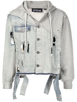 Mostly Heard Rarely Seen hooded ripped denim jacket - Blue