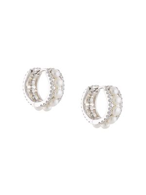APM Monaco Romance double-paved hoop earrings - Silver